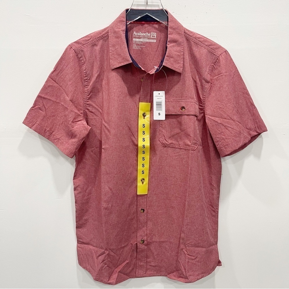 Avalanche Short Sleeve Button Down Shirt Small Pink